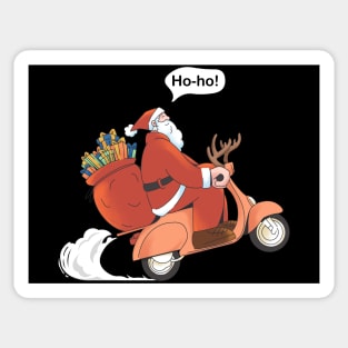 Santa Riding Scooter Sticker